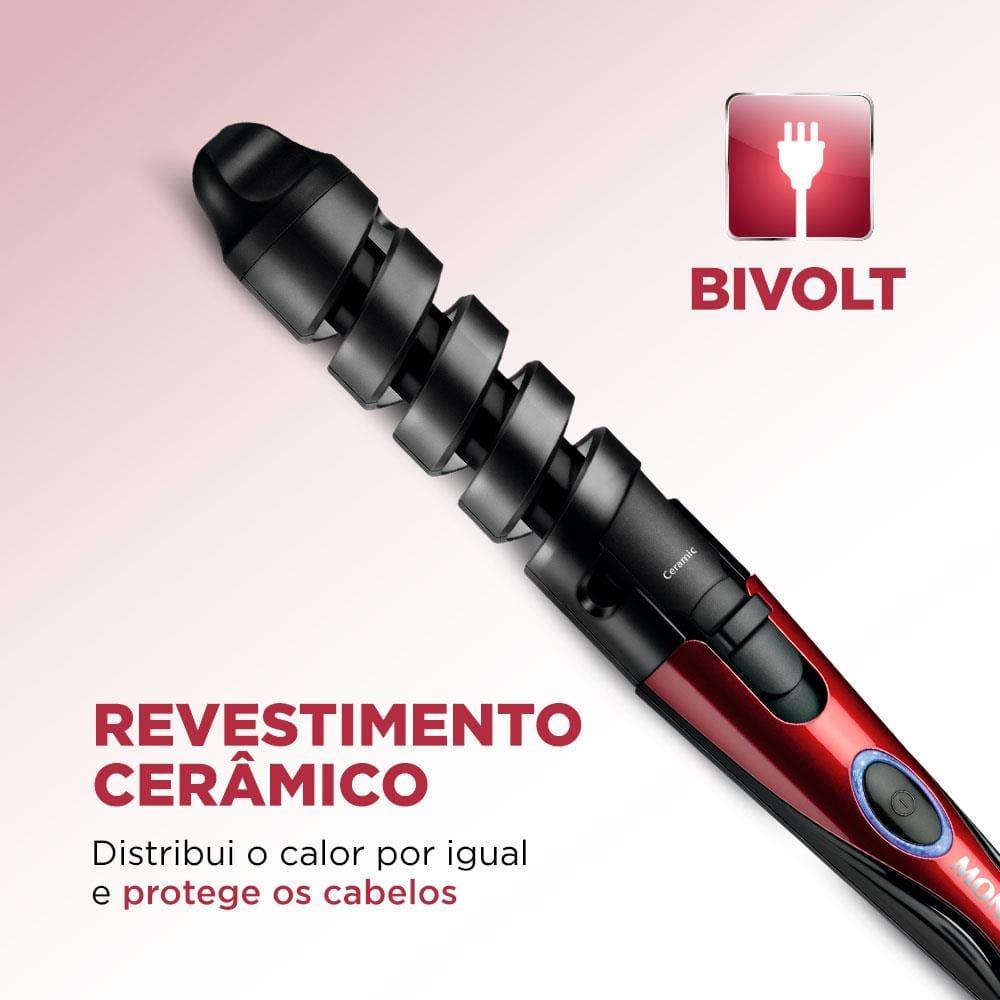 Modelador de Cachos Mondial Spiral Infinity EM-05 com Cabo Giratório Vermelho/Preto 200°C - 2
