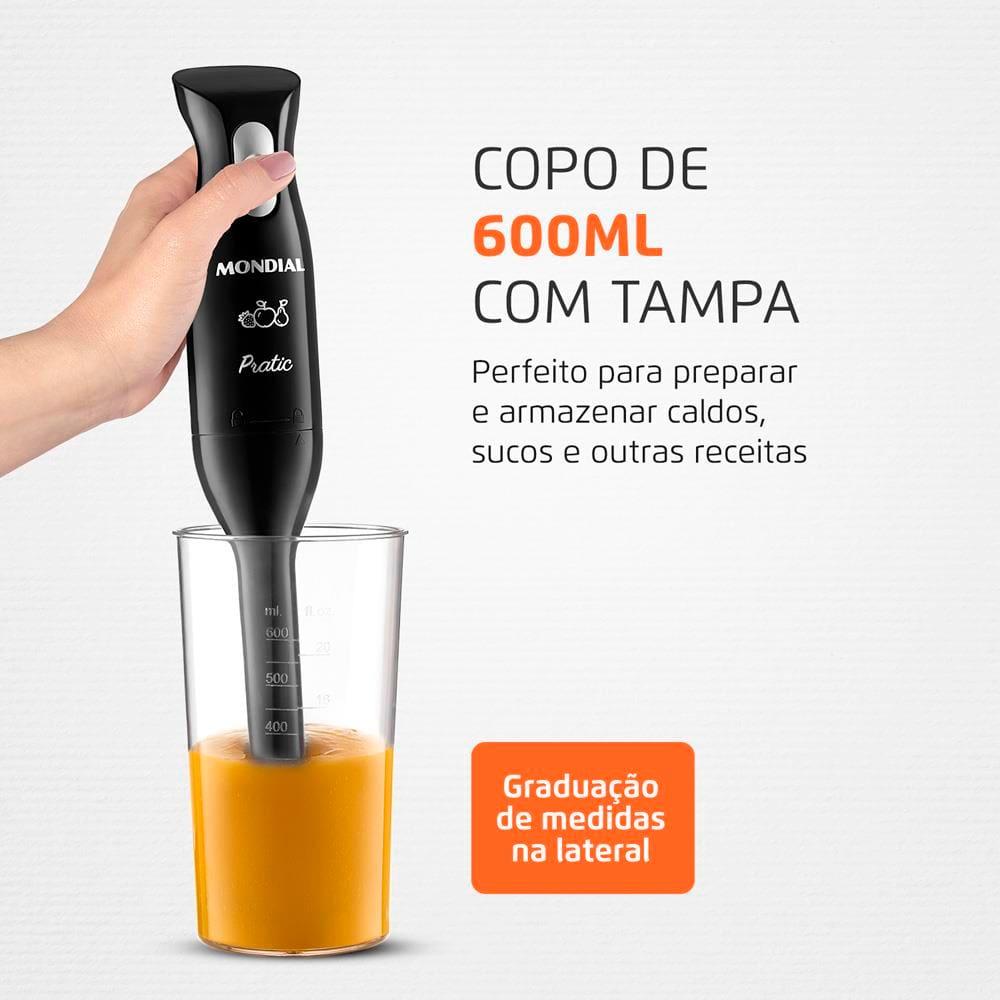 Mixer Mondial Pratic M-15-B 2 em 1 com Copo Medidor Preto – 200 W - 5