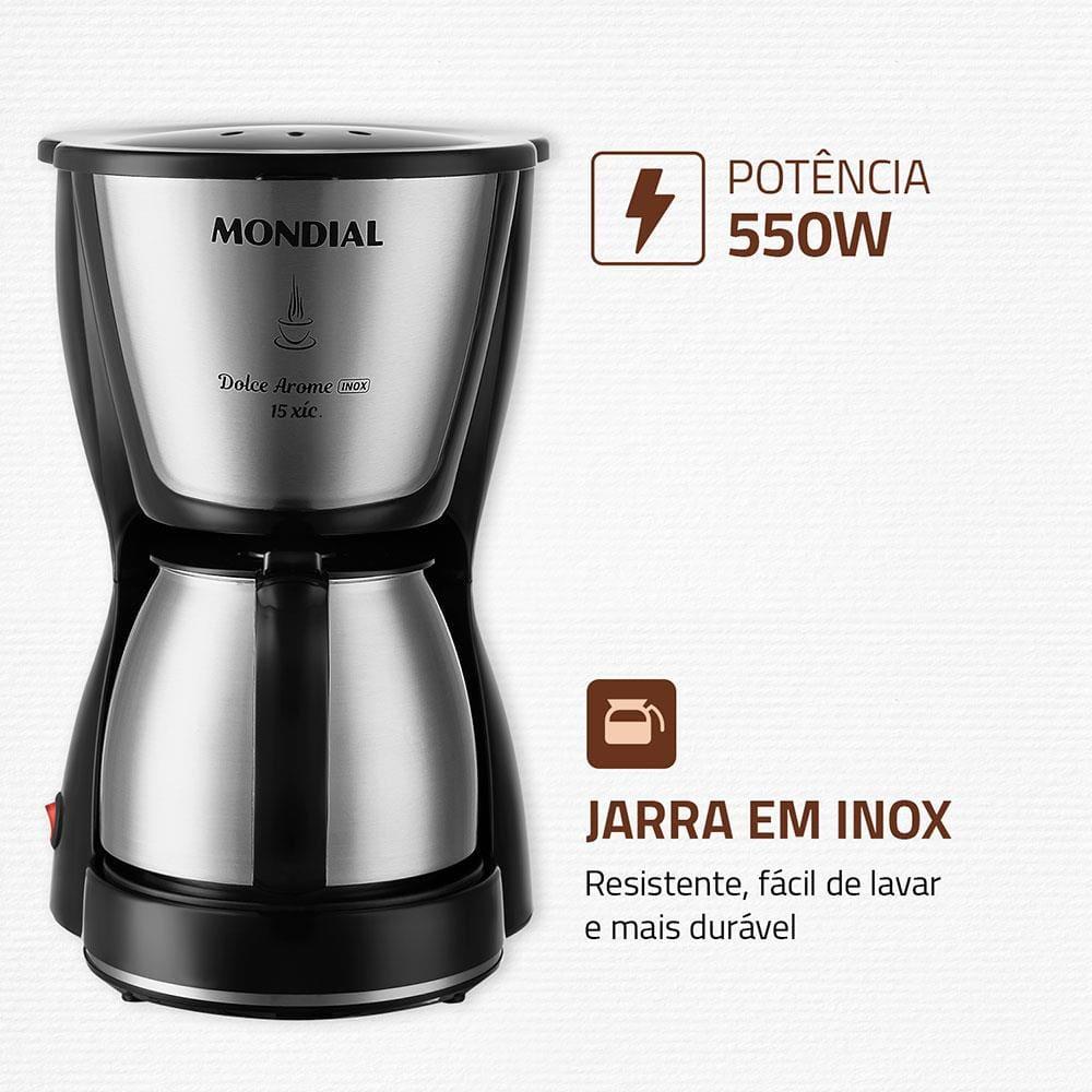 Cafeteira Elétrica Mondial Dolce Arome Thermo Inox C-34 15 Xícaras – Preta e Inox - 5