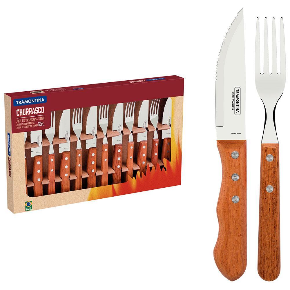 Conjunto para Churrasco Tramontina Dynamic em Aço Inox e Madeira – 12 Peças - 1