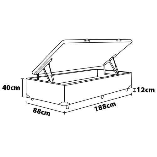 Base Box de Solteiro Portobel Noah com Baú e Revestimento em Tecido Poliéster 35x88x188cm - Marrom - 2
