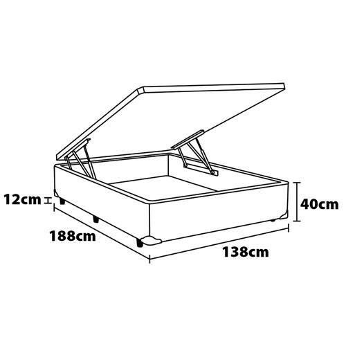 Base Box de Casal Portobel Noah com Baú e Revestimento em Tecido de Poliéster 40x138x188cm - Marrom - 2