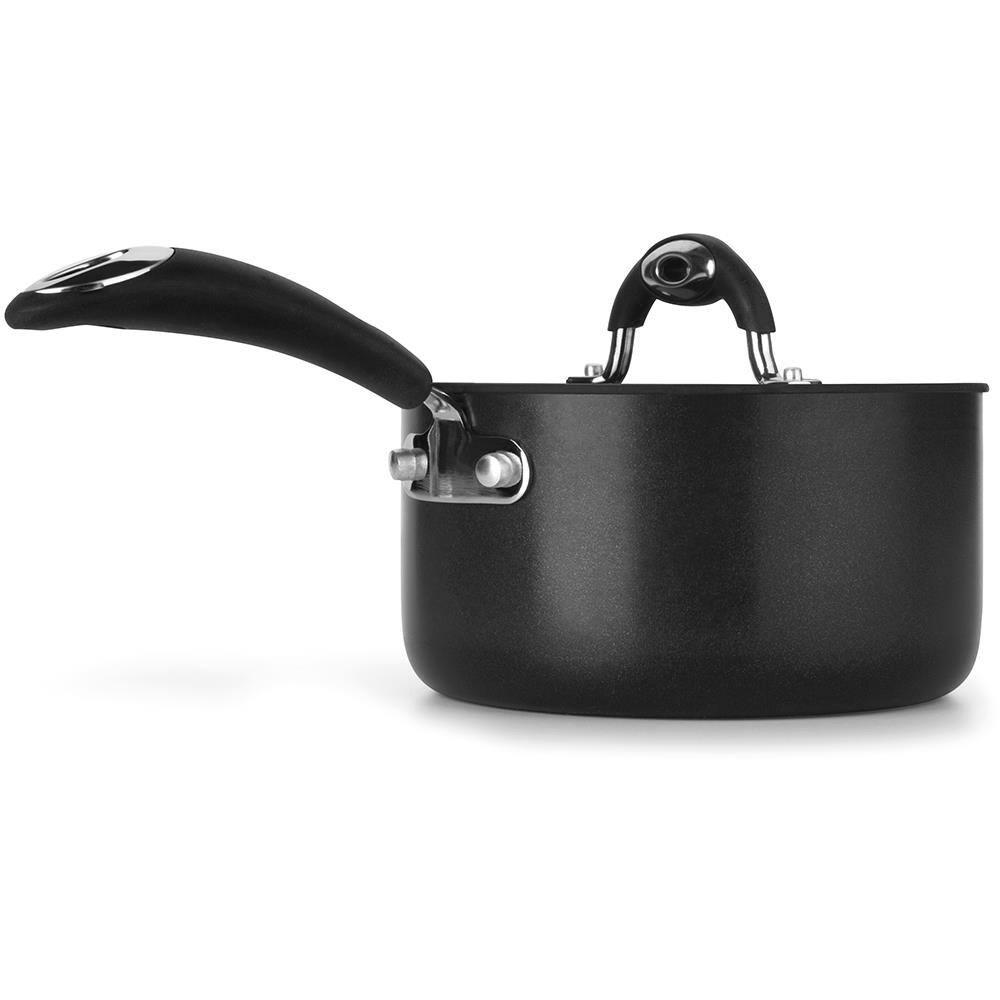 Panela Multiflon Dom em Alumínio com Revestimento Antiaderente, Tampa de Vidro Temperado e Cabo de Silicone 18 cm – Preta - 2