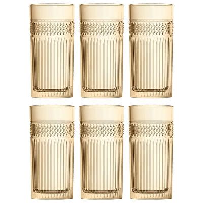 Conjunto de Copos Alto L`Hermitage Palace em Vidro Âmbar Luster 360ml - 6 Peças