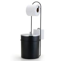 Suporte de Chão para Papel Higiênico com Lixeira Arthi Linha Black 2518 em Aço Carbono - 2