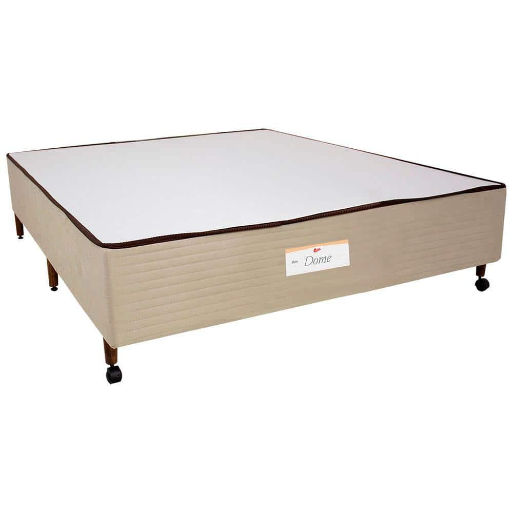 Base Box de Casal Castor Dome com Revestimento em Tecido Suede 40x138x188cm - Bege - 1