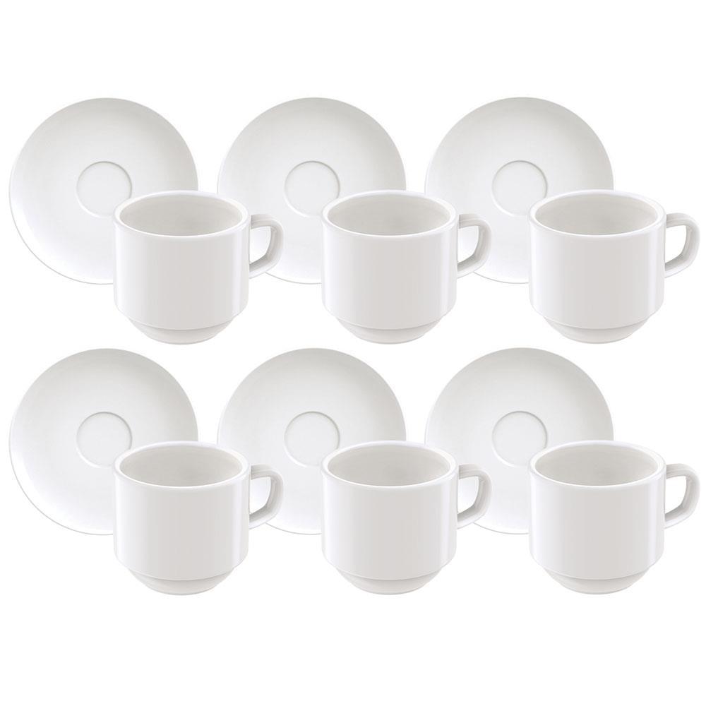 Conjunto com 6 Xícaras e Pires para Café Tramontina Paola em Porcelana Branca - 100 ml - 1