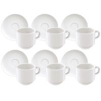 Conjunto com 6 Xícaras e Pires para Café Tramontina Paola em Porcelana Branca - 100 ml - 1