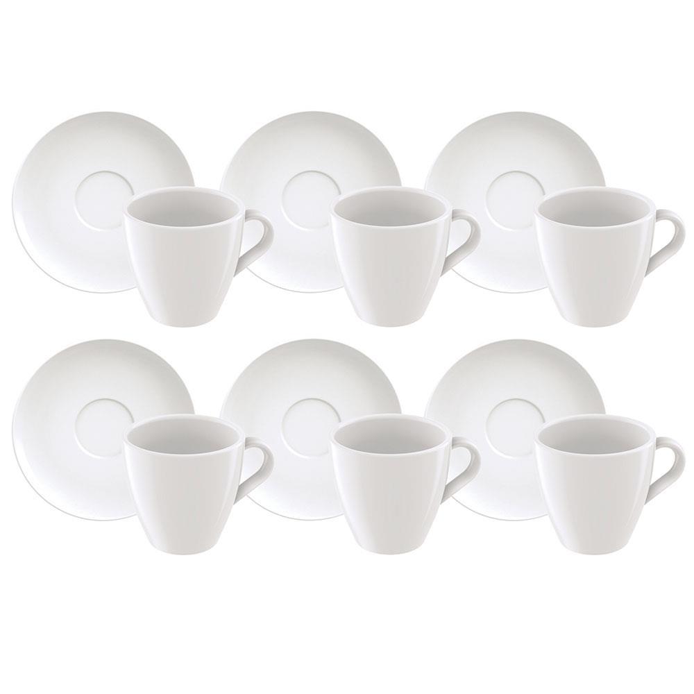 Conjunto com 6 Xícaras e Pires para Capuccino Tramontina Paola em Porcelana Branca - 200 ml - 1