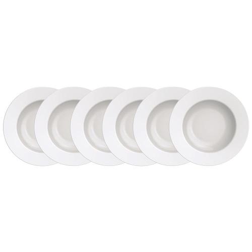 Conjunto com 6 Pratos Fundos Tramontina Maria Augusta em Porcelana 23 cm - Branco