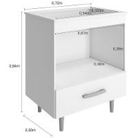 Balcão para Cooktop 4 Bocas Poliman Alecrim com Nicho para Micro-ondas e 1 Gaveta - Branco - 5