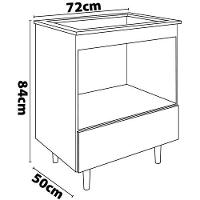 Balcão para Cooktop 4 Bocas Poliman Alecrim com Nicho para Micro-ondas e 1 Gaveta - Branco - 6
