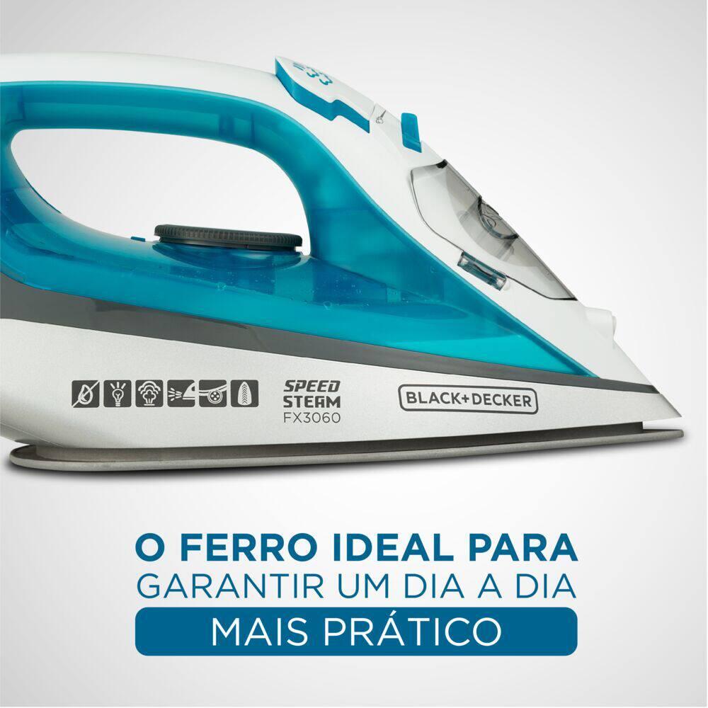 Ferro de Passar a Vapor Black Decker FX3060 com Base Antiaderente - Azul e Branco - 3