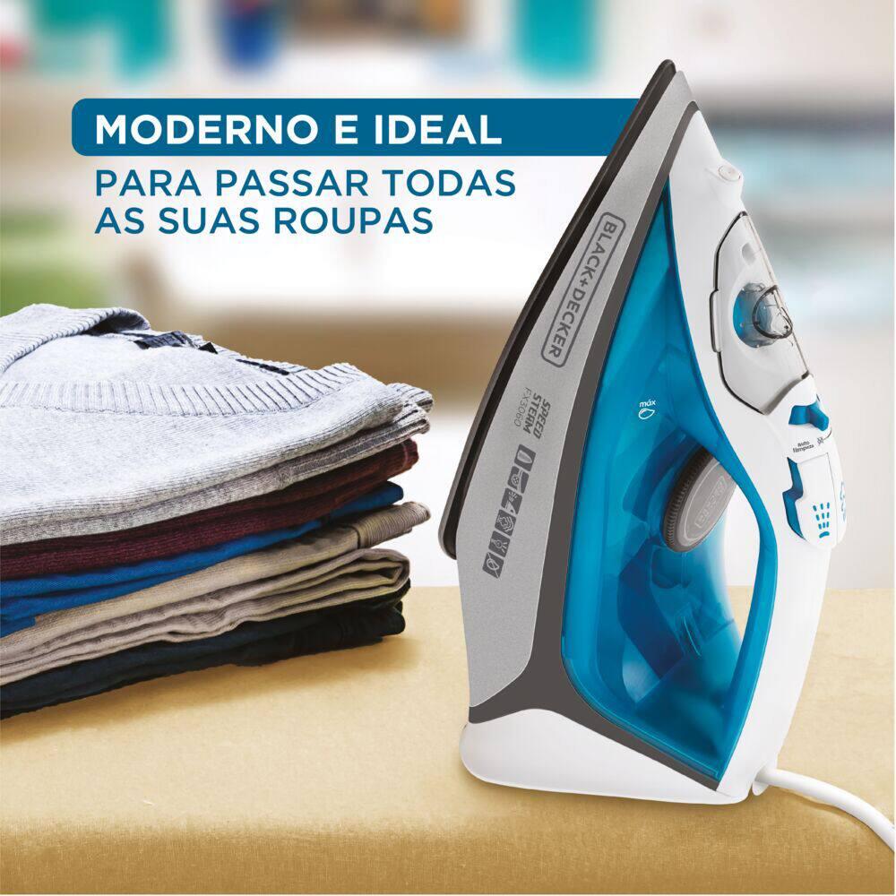 Ferro de Passar a Vapor Black Decker FX3060 com Base Antiaderente - Azul e Branco - 6