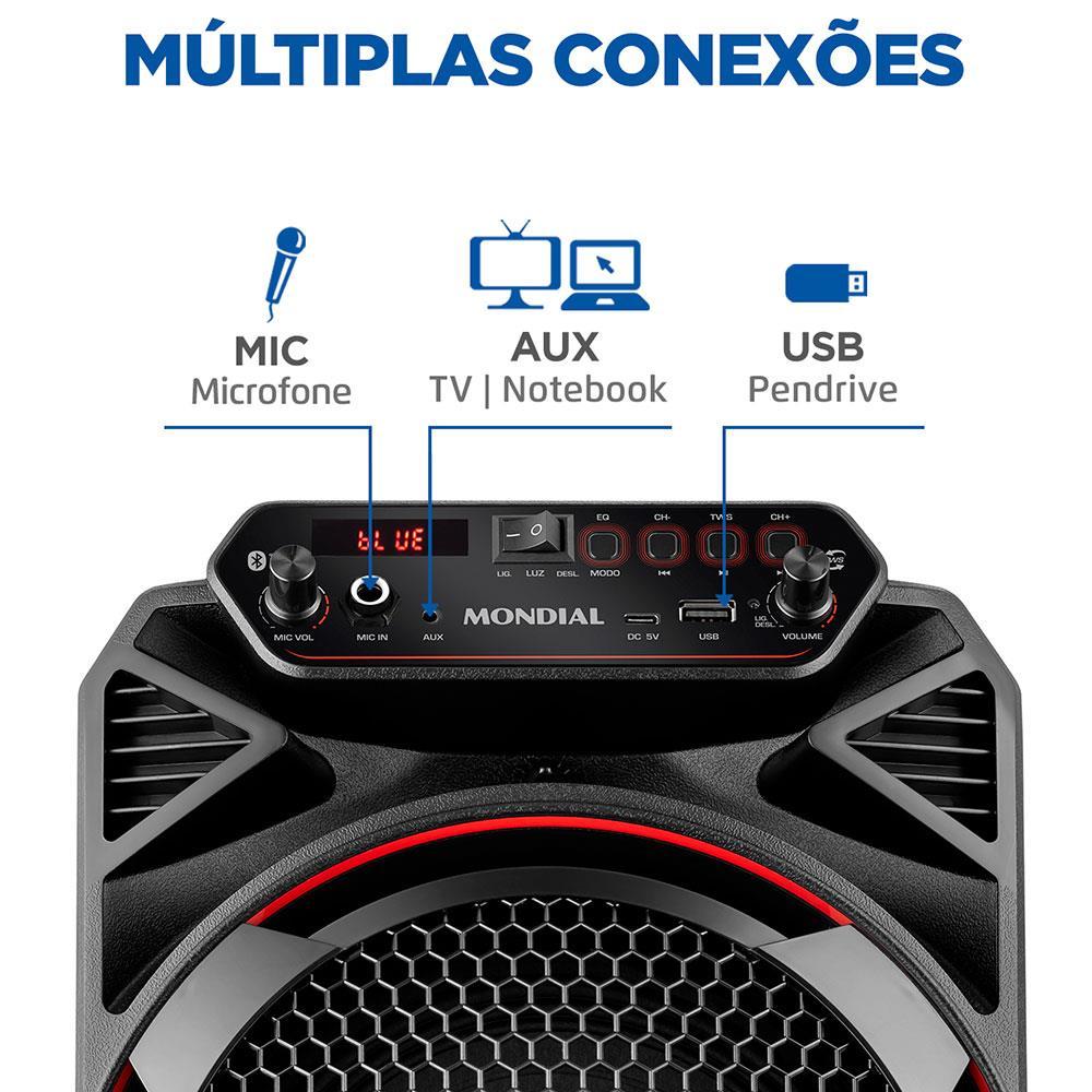 Caixa Amplificada Mondial CM-150 com Bluetooth, USB, Rádio FM e Função TWS - 150W - 4