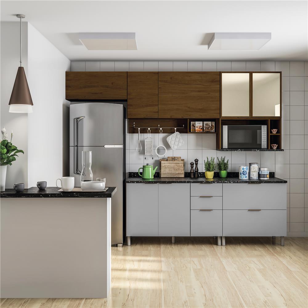 Cozinha Completa Bartira Rubi com 7 Portas e 5 Gavetas - 280cm de largura - 1