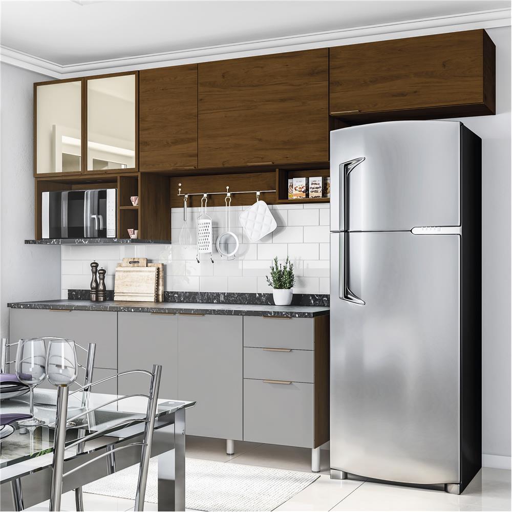 Cozinha Completa Bartira Rubi com 7 Portas e 5 Gavetas - 280cm de largura - 3