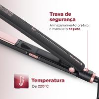 Chapinha | Prancha Mondial P-27 com Chapas de Cerâmica 220°C com Emissão de Íons Black Rose - Bivolt - 7