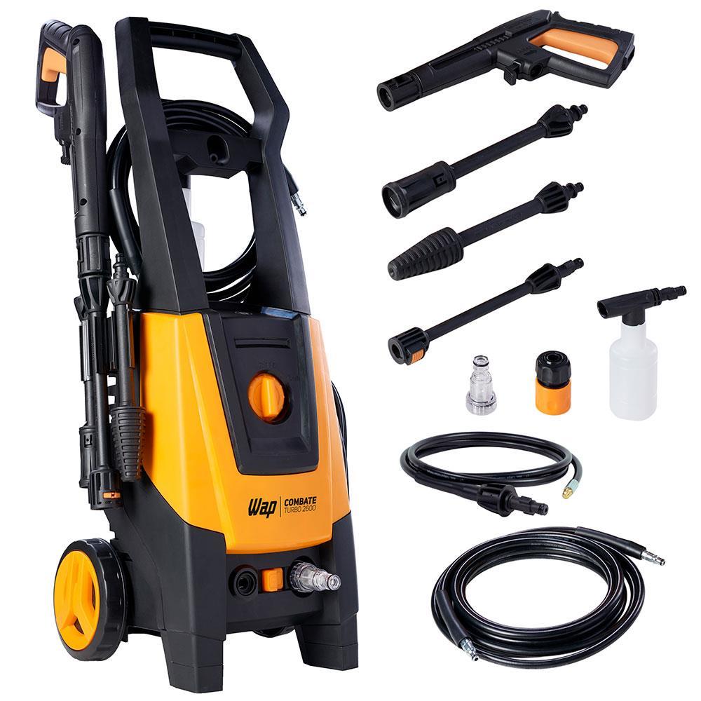 Lavadora de Alta Pressão WAP Combate Turbo Ultra 2600 2.100PSI com Mangueira Desentupidora e Lança com Bico Regulável - 1700W - 2