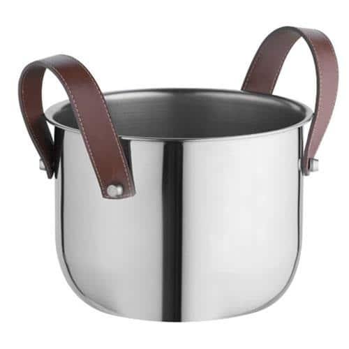 Champanheira Forma Firenze em Aço Inox com Alças de Couro - 6L - 1