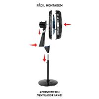 Ventilador de Coluna Arno Xtreme Force Breeze VB52 50 cm com 3 velocidades e 6 Pás – Preto - 6