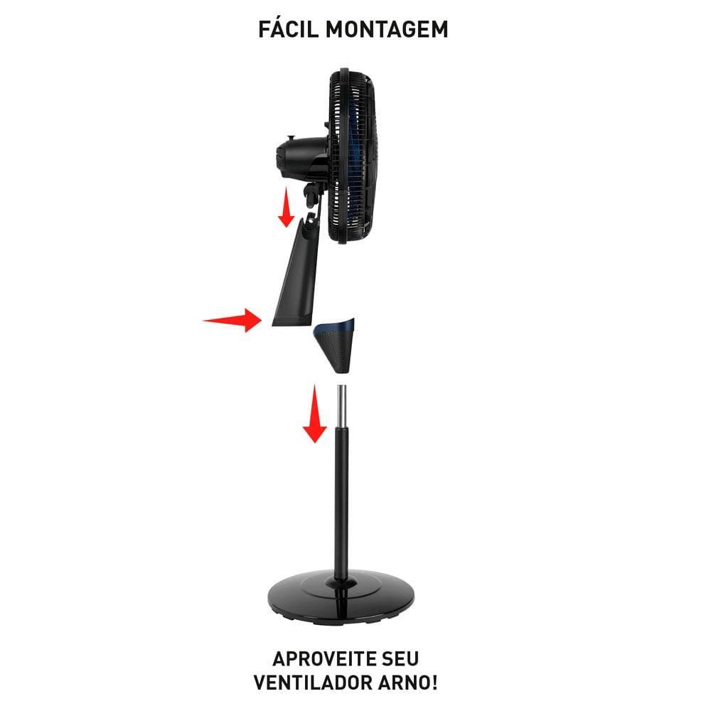 Ventilador de Coluna Arno Xtreme Force Breeze VB4C 40 cm com 3 velocidades e 6 Pás - Preto - 6