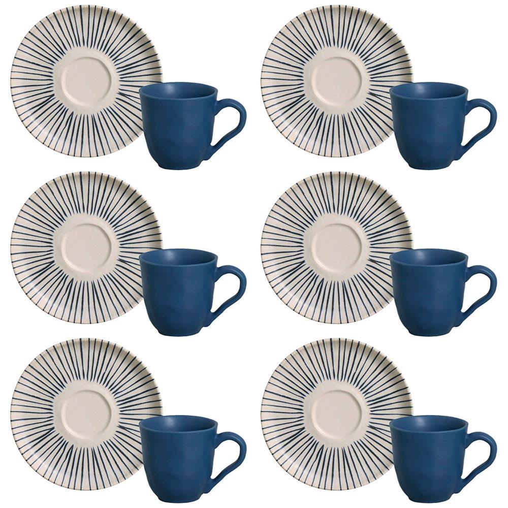 Conjunto com 6 Xícaras e Pires para Café Porto Brasil Bio Elemento em Stoneware Cinza - 120 ml - 1