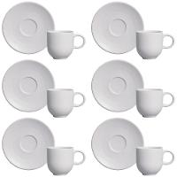 Conjunto com 6 Xícaras e Pires para Café Porto Brasil Coup Vit em Stoneware Cinza - 97 ml - 1
