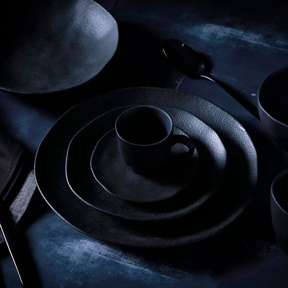 Conjunto com 6 Xícaras e Pires para Café Porto Brasil Carbon em Stoneware Preto - 120 ml - 3