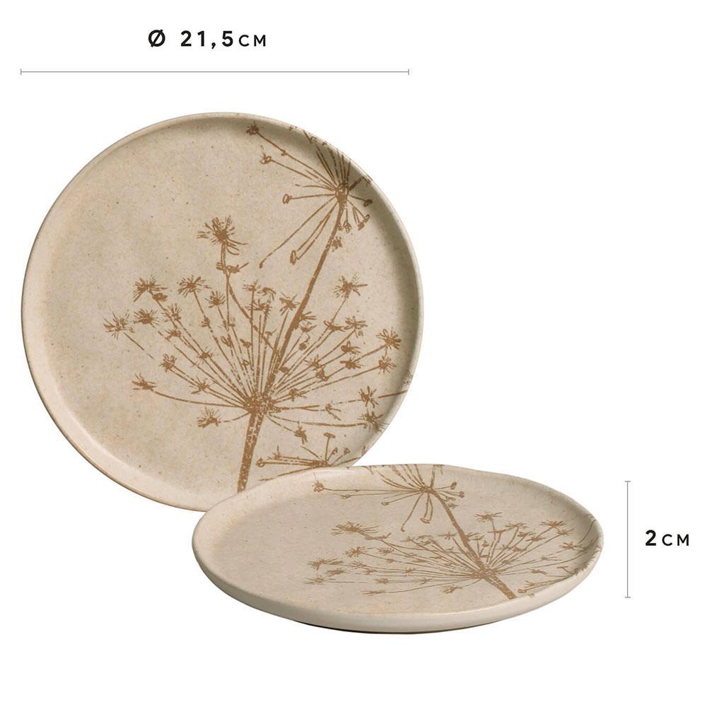 Conjunto com 6 Pratos de Sobremesa Porto Brasil Bio Cyperus em Stoneware 21,5cm – Cinza - 3