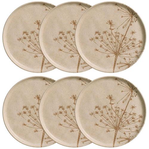 Conjunto com 6 Pratos de Sobremesa Porto Brasil Bio Cyperus em Stoneware 21,5cm – Cinza