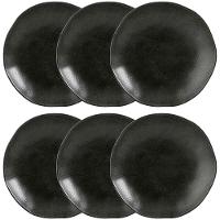 Conjunto com 6 Pratos Fundos Porto Brasil Orgânico Carbon em Cerâmica Stoneware 21,2cm - Preto - 1