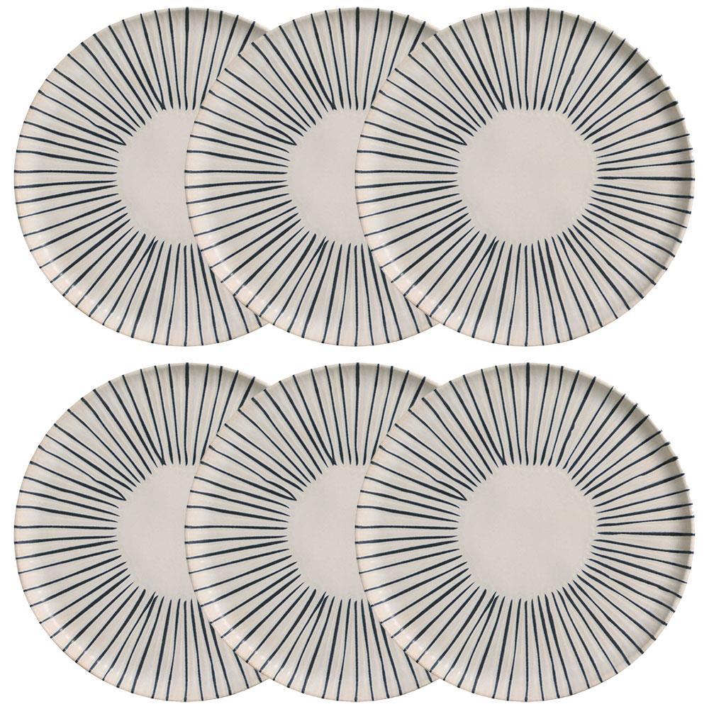 Conjunto com 6 Pratos Rasos Porto Brasil Bio Elemento em Stoneware 27,5 cm – Cinza - 1