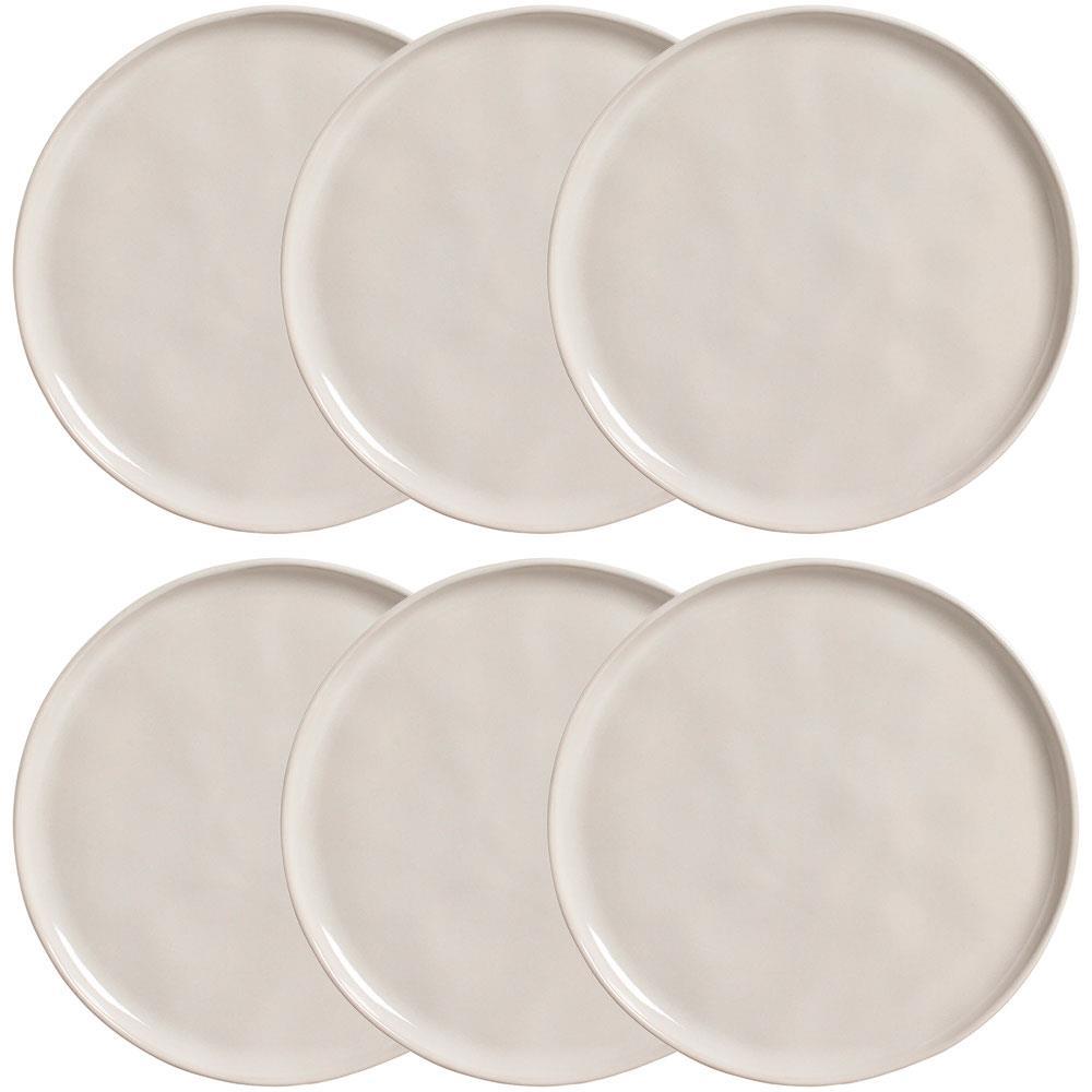Conjunto com 6 Pratos Rasos Porto Brasil Clay em Cerâmica Stoneware 27,5 cm - Areia - 1