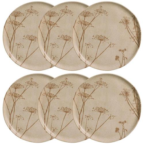 Conjunto com 6 Pratos Rasos Porto Brasil Bio Cyperus em Stoneware 27,5 cm – Cinza
