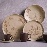 Conjunto com 6 Pratos Rasos Porto Brasil Bio Cyperus em Stoneware 27,5 cm – Cinza