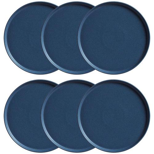 Conjunto com 6 Pratos Rasos Porto Brasil Neo Boreal em Stoneware 27 cm - Azul