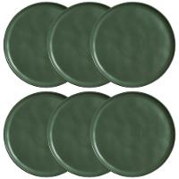 Conjunto com 6 Pratos Rasos Porto Brasil Bio Leaf em Stoneware 27,5 cm – Verde - 1