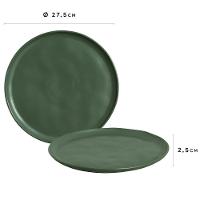Conjunto com 6 Pratos Rasos Porto Brasil Bio Leaf em Stoneware 27,5 cm – Verde - 3