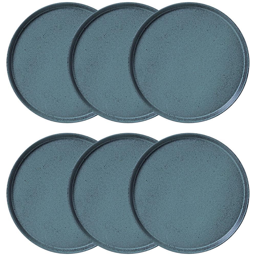 Conjunto com 6 Pratos Rasos Porto Brasil Neo Night Sky em Stoneware 27 cm – Azul - 1