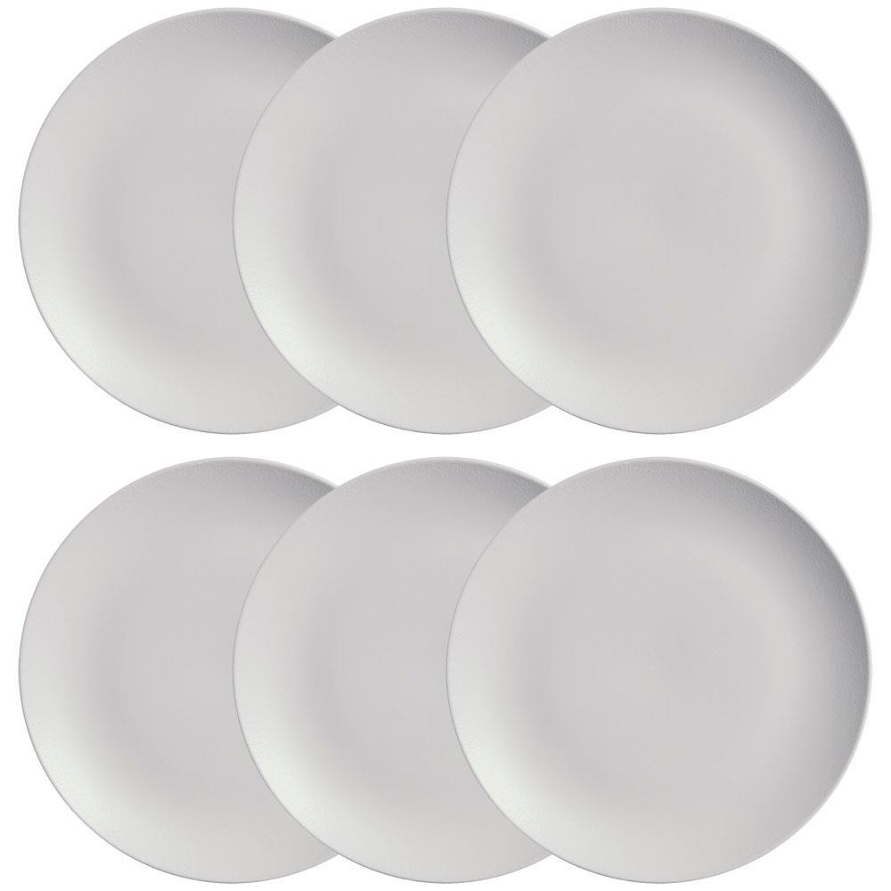 Conjunto com 6 Pratos Rasos Porto Brasil Coup Vit em Stoneware 26 cm – Cinza - 1
