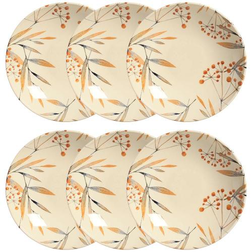 Conjunto com 6 Pratos Fundos Porto Brasil Coup Ikebana em Cerâmica Feldspática 21cm – Off-White