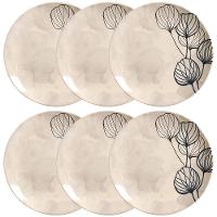 Conjunto com 6 Pratos Rasos Porto Brasil Coup Blue em Cerâmica Feldspática 27,5cm – Off-White - 1