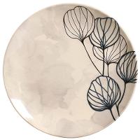 Conjunto com 6 Pratos Rasos Porto Brasil Coup Blue em Cerâmica Feldspática 27,5cm – Off-White - 2