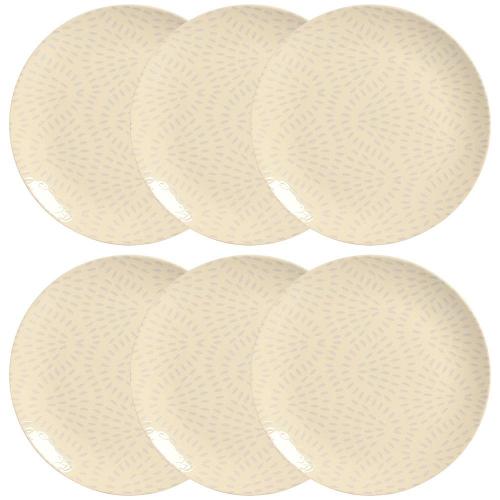 Conjunto com 6 Pratos Rasos Porto Brasil Ikebana em Cerâmica Feldspática 27,5cm – Off-White