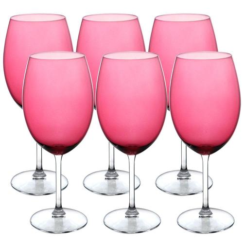 Conjunto de Taças para Água Bohemia Gastro 580ml Rosa - 6 Peças