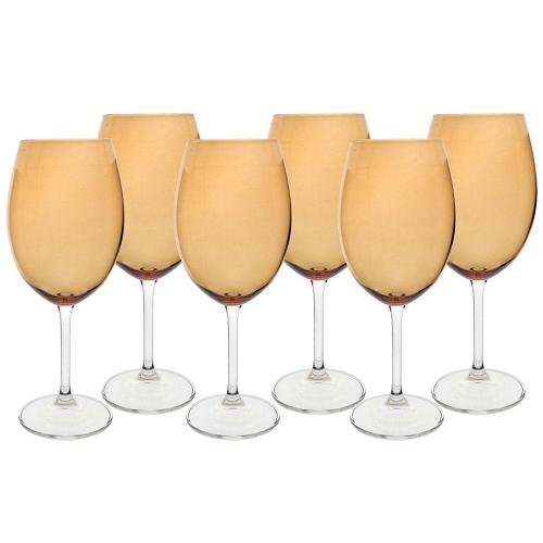 Conjunto de Taças para Água Bohemia Gastro 580ml Âmbar - 6 Peças