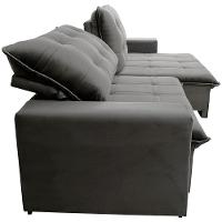 Sofá 3 Lugares Hellen Azure Retrátil/Reclinável, Revestido em Tecido Veludo e 250 cm de Largura