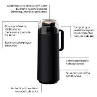 Garrafa Térmica Tramontina Exata em Polipropileno Preta – 1 L - 8