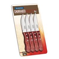 Conjunto de Facas 5" para Churrasco Tramontina Polywood em Aço Inox e Madeira - 4 Peças - 1